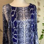 Mahina  Blue Snake Print‎ Dress,Women’s long Sleeve Dress, size Small Photo 2