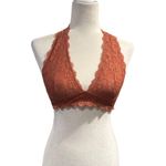 Free People Intimately  Lace Halter Bralette – Rust Orange-Size Small Photo 0