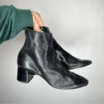 Mango | leather ankle mid heeled boots Round toe black 38 Photo 2