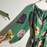 Tucker Dress Women M Kelly Green Floral 100% Silk Tie Belt Detail Long Sleeve Size M Photo 4
