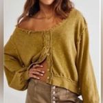 Free People X We The Free Golden Road Cardigan Curly Willow Mustard Olive Crop Photo 4