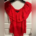 One Clothing  Vibrant Red Ruffle Blouse Photo 0