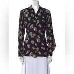 L'Agence  DIAMOND NINA BLACK SILK BUTTON-FRONT BLOUSE IN BLACK MULTI DIAMOND L Photo 6