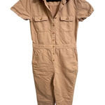 Outerknown  S.E.A. Tan Sand Cotton Linen Jumpsuit Short Sleeve Medium Photo 0