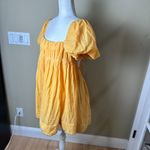 Free People Marina Tie Back Cotton Crinkle Babydoll Dress Yellow / Gold Medium Photo 8