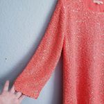 Gibson Latimer  Neon Orange Sequin Knit Sweater Photo 2