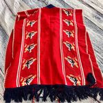 Vintage Red Fringed Women's Poncho Shawl Vest Size undefined Photo 3