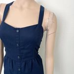 Frank And Oak [] Navy Blue Ruffle Hem Faux Button Down Midi Dress NWT Size XL Photo 7