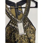 Bebe NEW Vintage Silk Halter Blouse Beaded Size Small Green Brown Photo 2