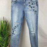 Silver Jeans Silver Blue Embroidered Floral Izzy Skinny Ankle Jeans 27 Photo 1