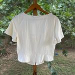 ZARA Women's 100% Cotton Cream Plunge Neck Crop Top Size L. NEW Photo 2