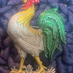 JJ Jonette Jewelry Vintage Rooster Brooch Pin Pewter Signed Painted Farm Country Photo 0