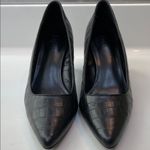 LOGO By Lori Goldstein LOGO Lori Goldstein Women’s Liza Leather Reptile Embossed Black Pointed Heels Photo 2