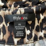 Style & Co Brown / Black Short Sleeve Blouse Size XL Photo 2