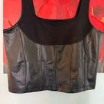 Anthropologie  Maeve Crop Tank Corset Size XL Black Faux Leather Stretch Photo 2