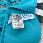 California Waves  Ribbed Bralette Bikini Swim Top Adjustable Straps Blue Medium Photo 7
