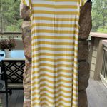 Old Navy Short Ruffle Sleeve A-Line Swing Dress Size MEDIUM Yellow Right Striped Photo 4