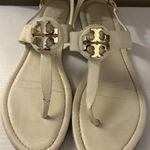 Tory Burch Bryce White Sandals with Gold Logo Photo 0