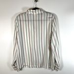 Cozy Earth‎ Pajama Top Women Large Soft Woven White Stripe Lounge Shirt Long Slv Photo 6