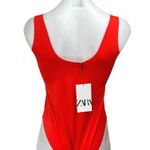 ZARA NEW  Women's Red Sleeveless Square Neck Casual Thong Bodysuit Tank Top Sz L Photo 1