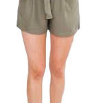 Charlotte Russe taupe olive paper bag waist shorts with belt sash Photo 0