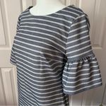 Ivanka Trump  | Blue & White Striped Dress With Ruffle Bell Sleeves | Size 4 Photo 2