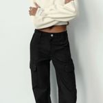 ZARA  | TRF Straight Cargo Wide Leg Pants Jeans in Black Size‎ 6 Photo 1
