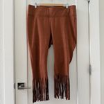 Slim Factor By Investments Women's Plus Pants Faux Suede Fringe Size 1X Brown Photo 4