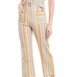 Ellejay Holly Pastel Rainbow Striped Linen Blend Cropped Jumpsuit Size Medium Photo 0