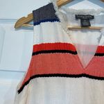 Chelsea & Theodore Woven Striped Fringe Trim Shift Dress 100% Cotton Size SP Blue Photo 5