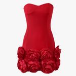 Women’s Red Bodycon Flower Dress Corset Style Back Size L NWOT Size L Photo 11