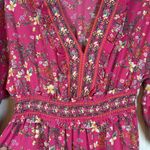 Max Studio  Cerise Lily Spray Floral V-Neck Dress Size Small EUC #5672 Photo 2