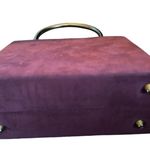 VTG Jewel Purple Suede Clutch Bag Silver Gunmetal Top Handle Prom Wedding Date Photo 3