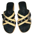 Onex Women's Black and Tan Wedge Sandals Size 6.5 Photo 4