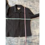 Vintage Blue Ice Black Faux Micro Suede Embroidered Open Front Blazer Size 8 Black Photo 9