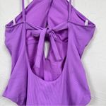 Becca  Purple Cross Front One Piece Swimsuit Womens L Cutouts Ribbed Lavender Photo 2
