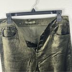 7 For All Mankind  Green Exposed Button Fly Velvet Velour High Rise Pants Size 30 Photo 12