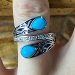 Sleeping Beauty Turquoise Sterling Silver Bypass Ring Size 7 Photo 0