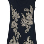 Likely Revolve  Black Embroidered Cap Sleeve Boat Neck Boho Mini Dress Size 2 Photo 0