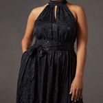Anthropologie Black Satin Halter Dress Photo 4