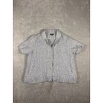 Quince Women 100% European Linen Short Sleeve Shirt Blue Pinstripe Sleeved Top L Photo 2