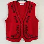 Alfred Dunner 🦋  Red Black Beaded Vest Large Holiday Formal Wool Blend Winter Photo 0