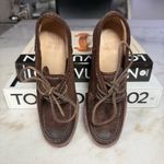 Frye New Caroline Brown Suede Wedge Lace Up Booties Women 6 Leather Platform Photo 5