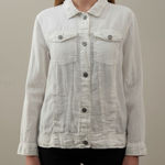 Jones New York 100% Linen White Button Front Jacket Shirt Shacket 2X Photo 0