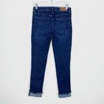 Karl Lagerfeld  Dark Wash Mid Rise Raw Edge Cropped Cuffed Skinny Jeans Photo 3