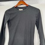 Madewell black place scoop neck plain solid black long sleeve top rib size small Photo 3