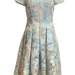 St. John ππ Jacquard Floral Embossed Cap Sleeve Pleated Cocktail Dress 8 NWOT Photo 3