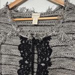 Chico's Black White Tweed Crochet Lace Cardigan Size 3 Large Photo 4