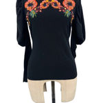 Karen Millen Karen‎ Millen Embellished Puff-Sleeve Sweater Black Floral Size Medium Photo 4