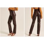 Abercrombie & Fitch 90's Straight Ultra High Rise Brown Faux Leather Pant SZ 37 Photo 1